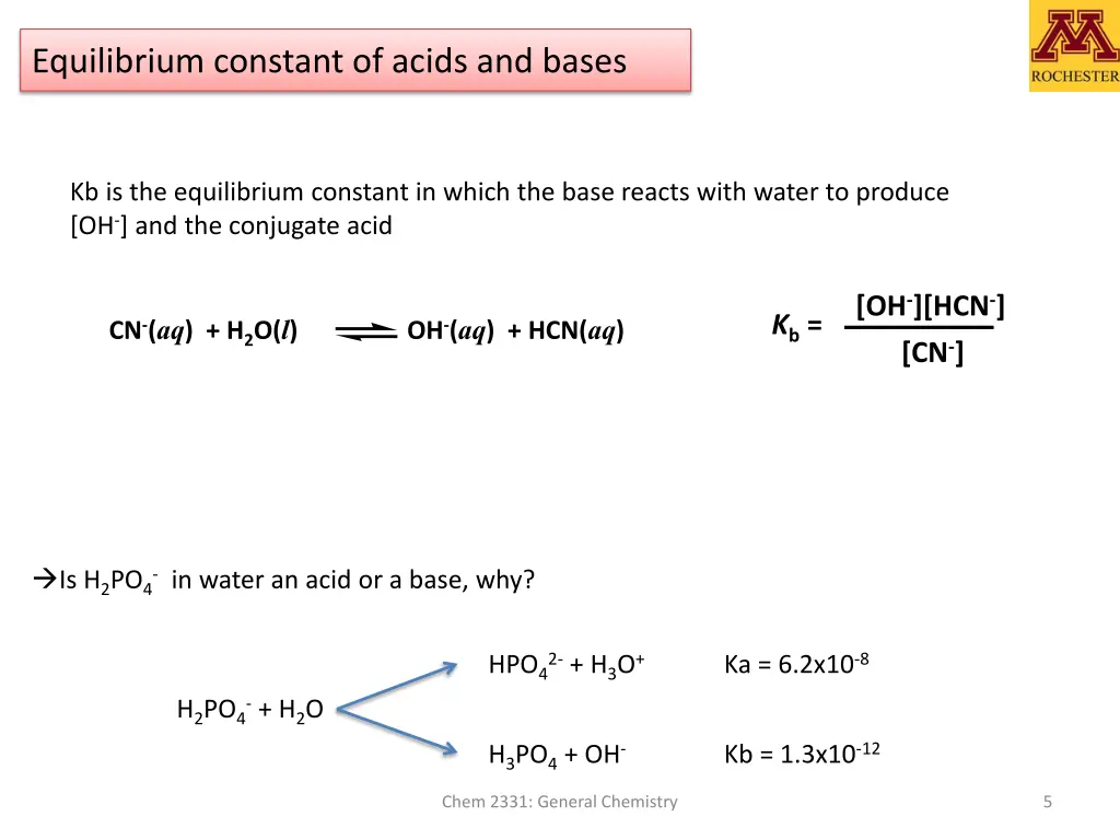 equilibrium constant of acids and bases 1
