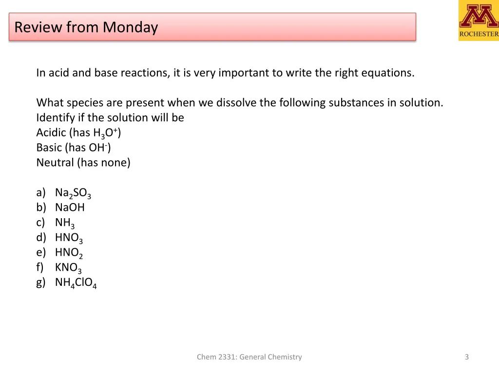 review from monday