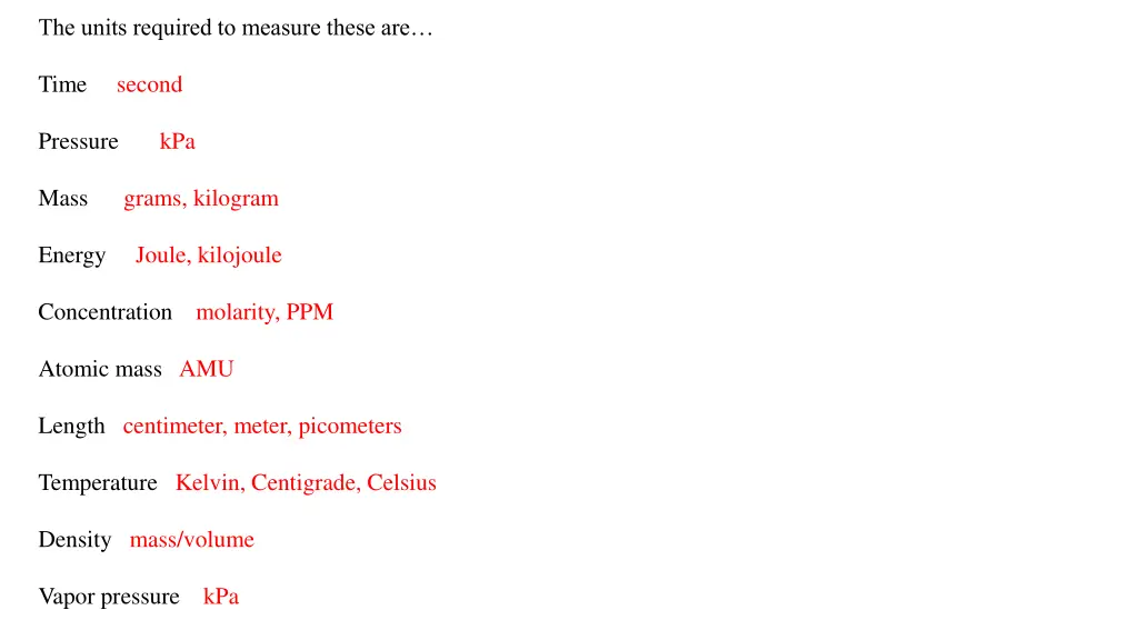 the units required to measure these are 1