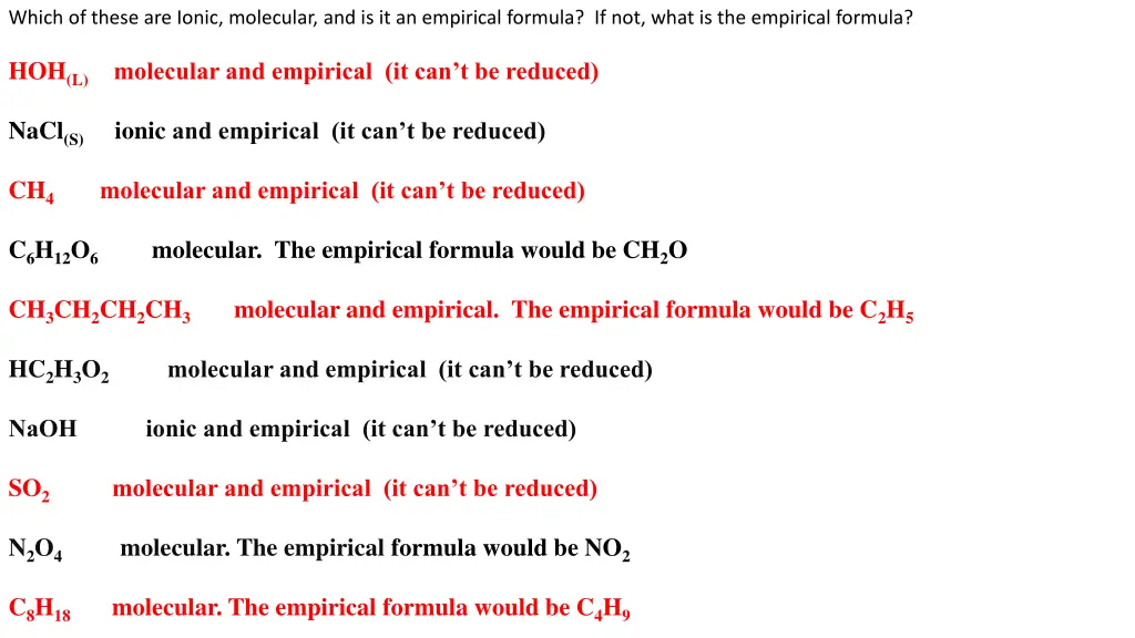 which of these are ionic molecular 1