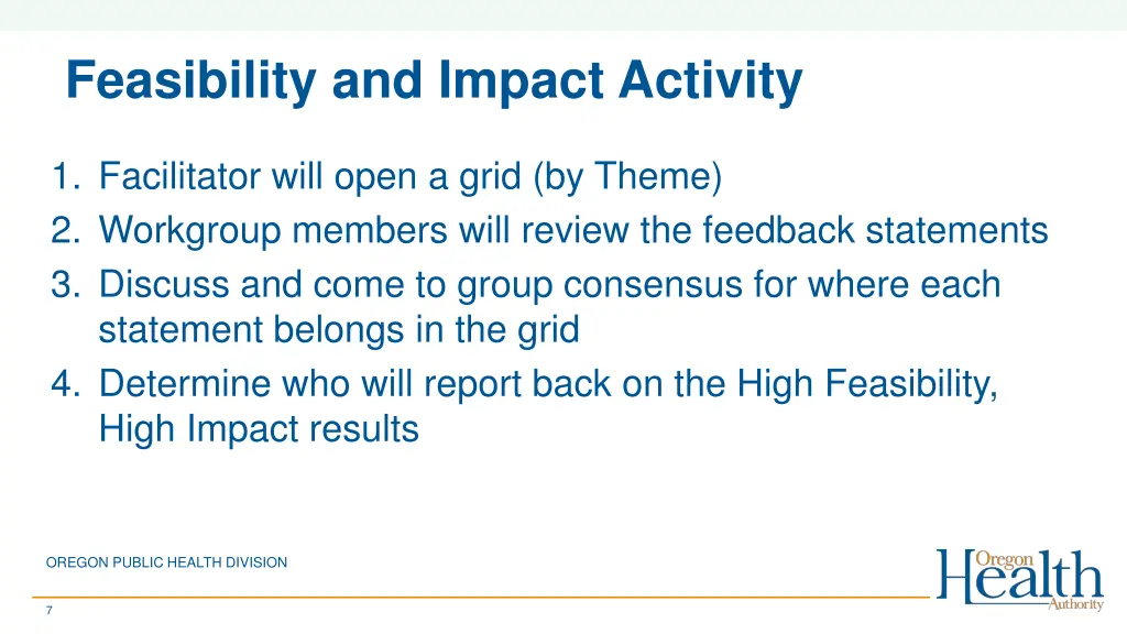 feasibility and impact activity
