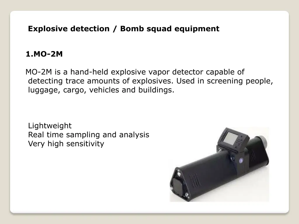 explosive detection bomb squad equipment