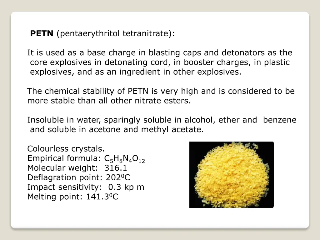 petn pentaerythritol tetranitrate