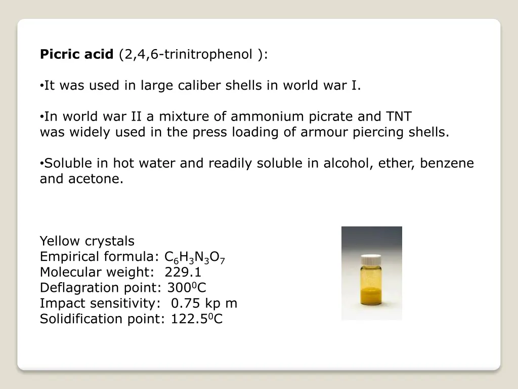 picric acid 2 4 6 trinitrophenol
