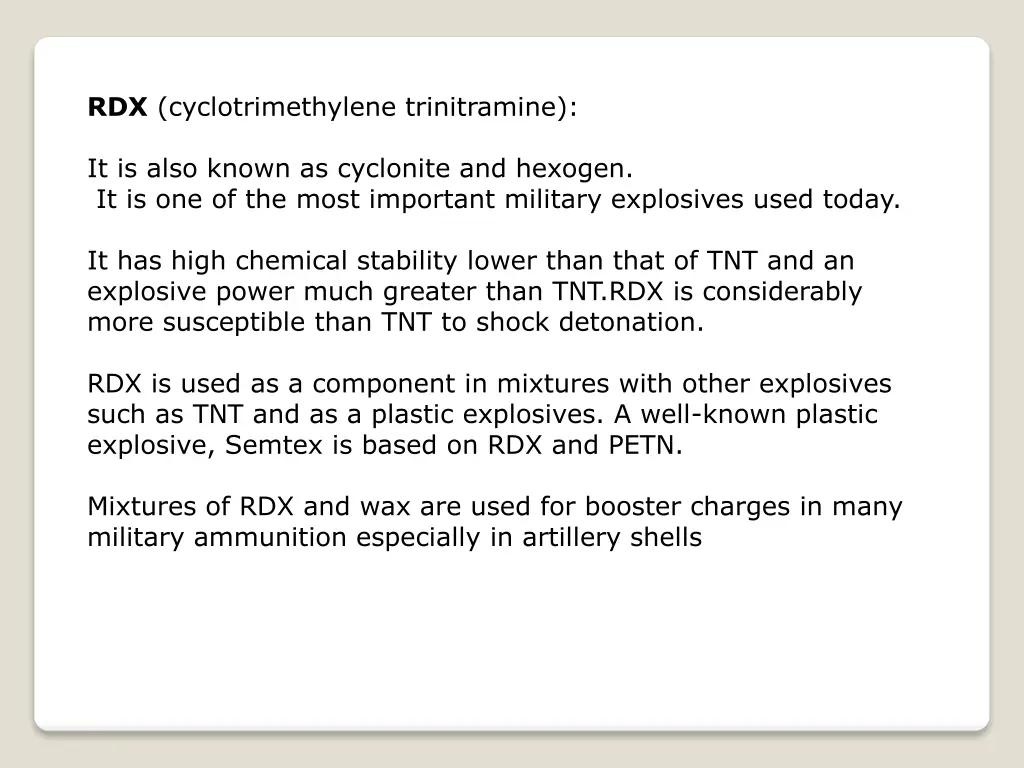 rdx cyclotrimethylene trinitramine
