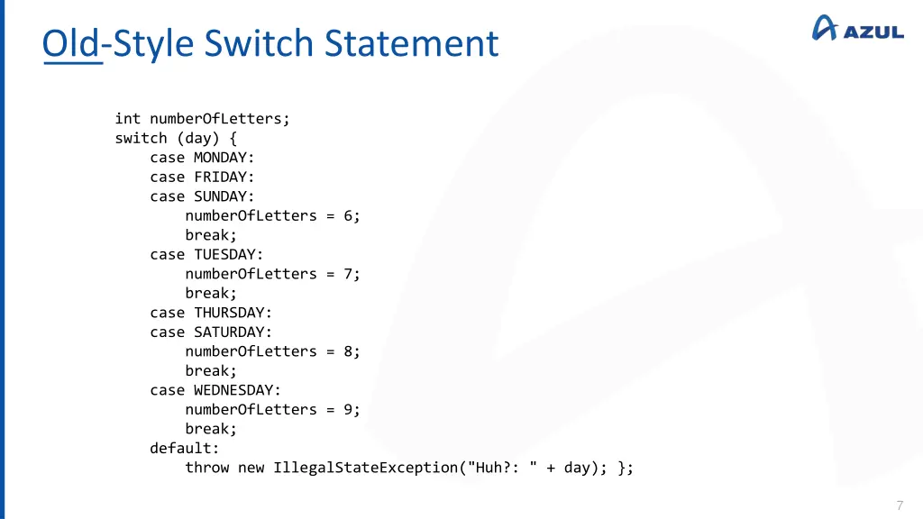 old style switch statement