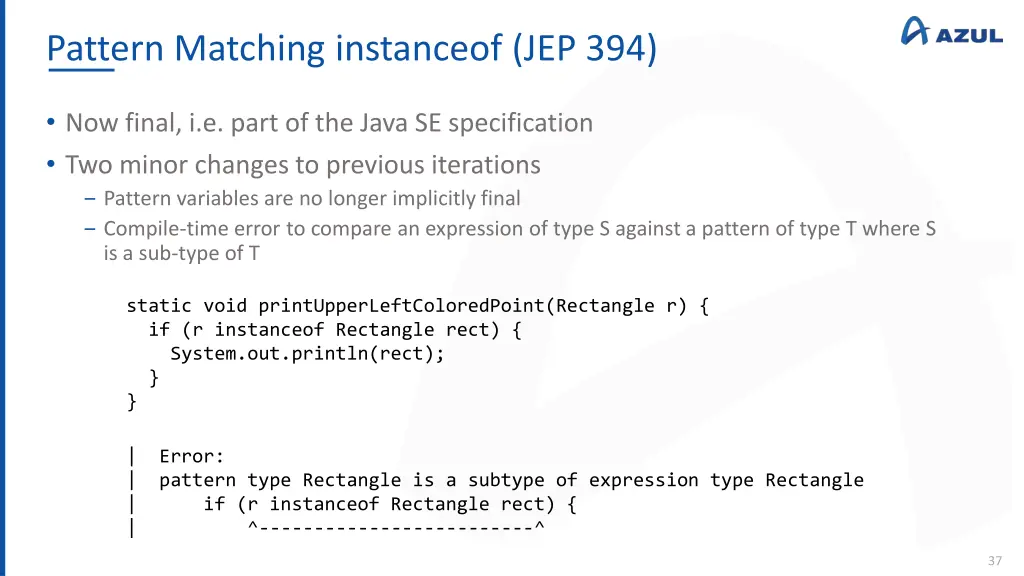 pattern matching instanceof jep 394
