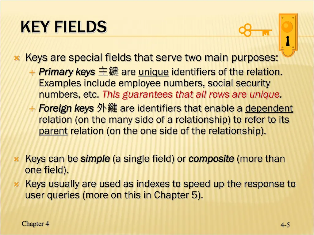 key fields