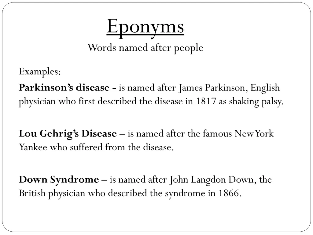 eponyms words named after people