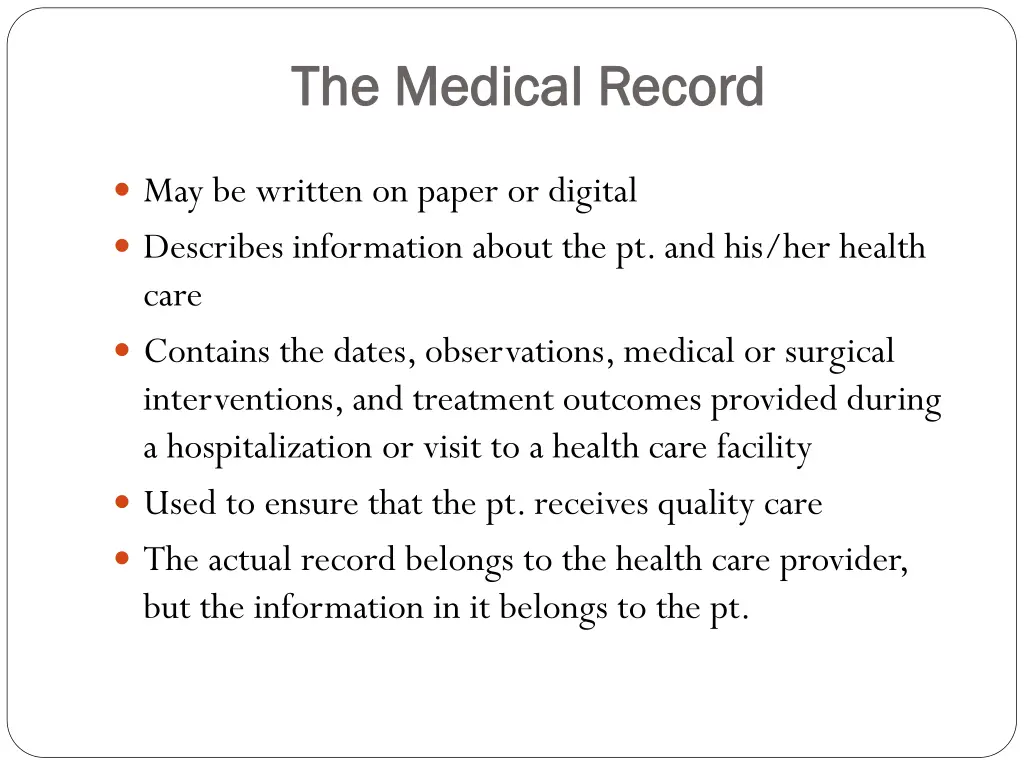 the medical record the medical record