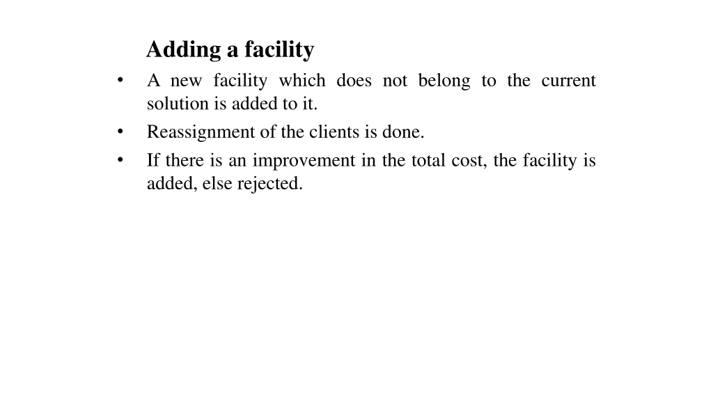 adding a facility a new facility which does