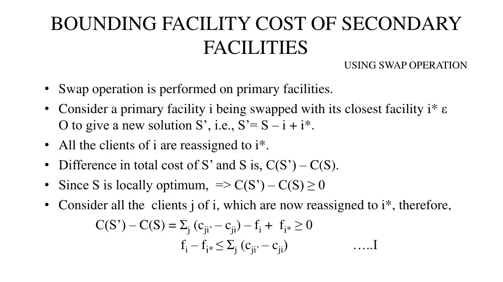bounding facility cost of secondary facilities 1