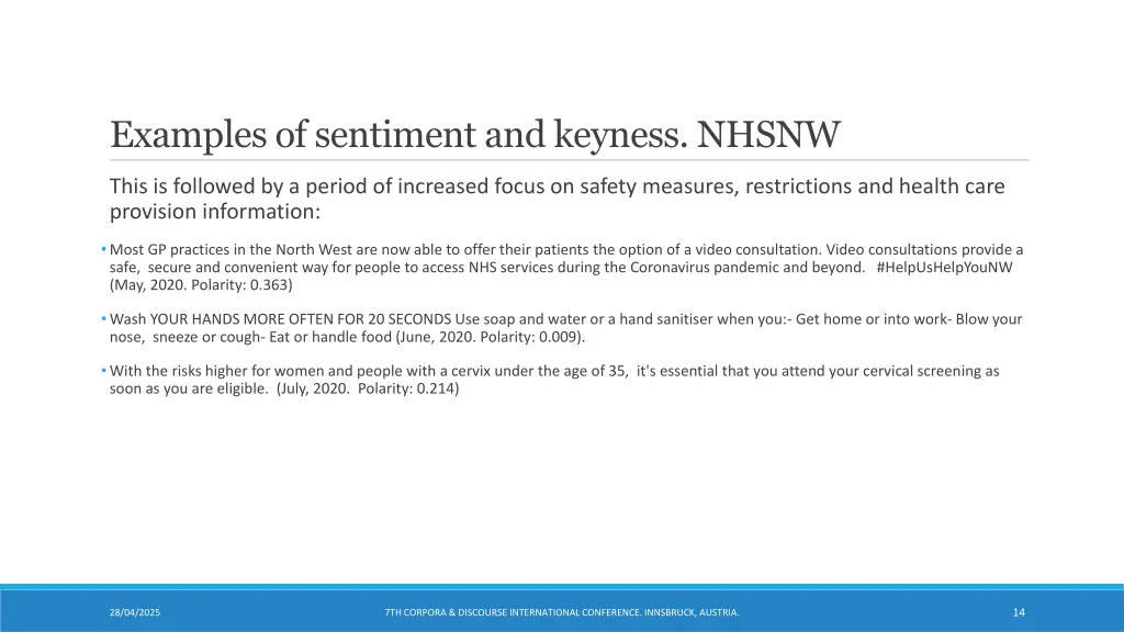 examples of sentiment and keyness nhsnw 1