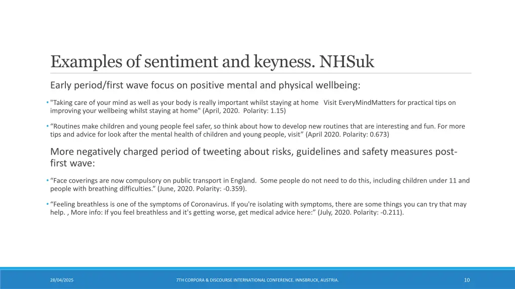 examples of sentiment and keyness nhsuk