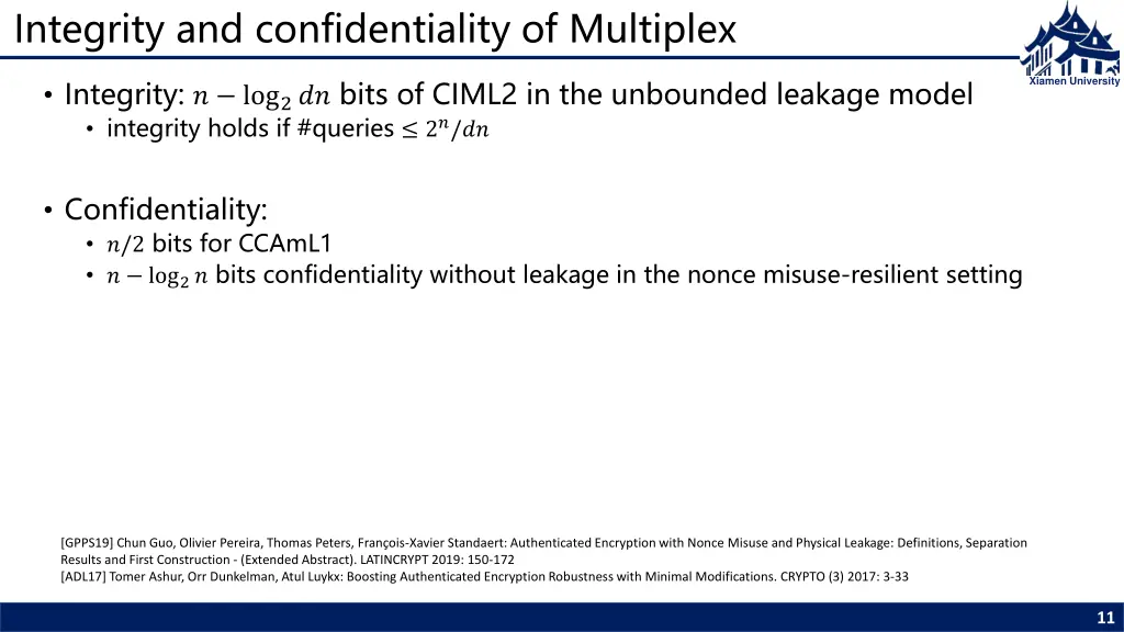 integrity and confidentiality of multiplex