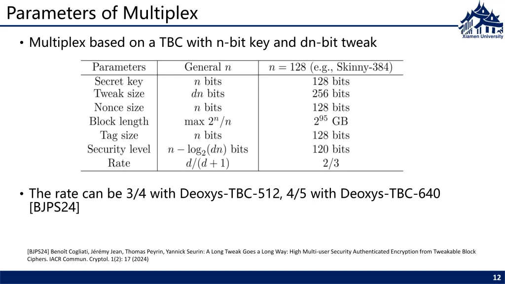 parameters of multiplex