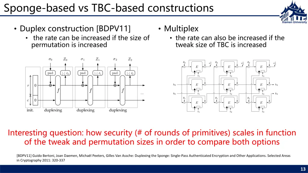 sponge based vs tbc based constructions