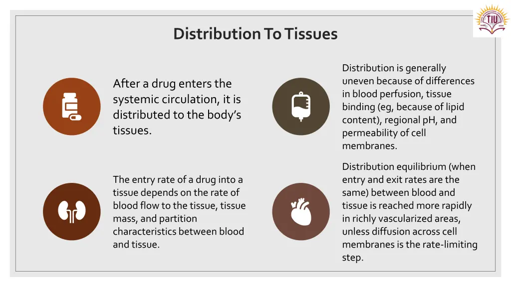 distribution to tissues