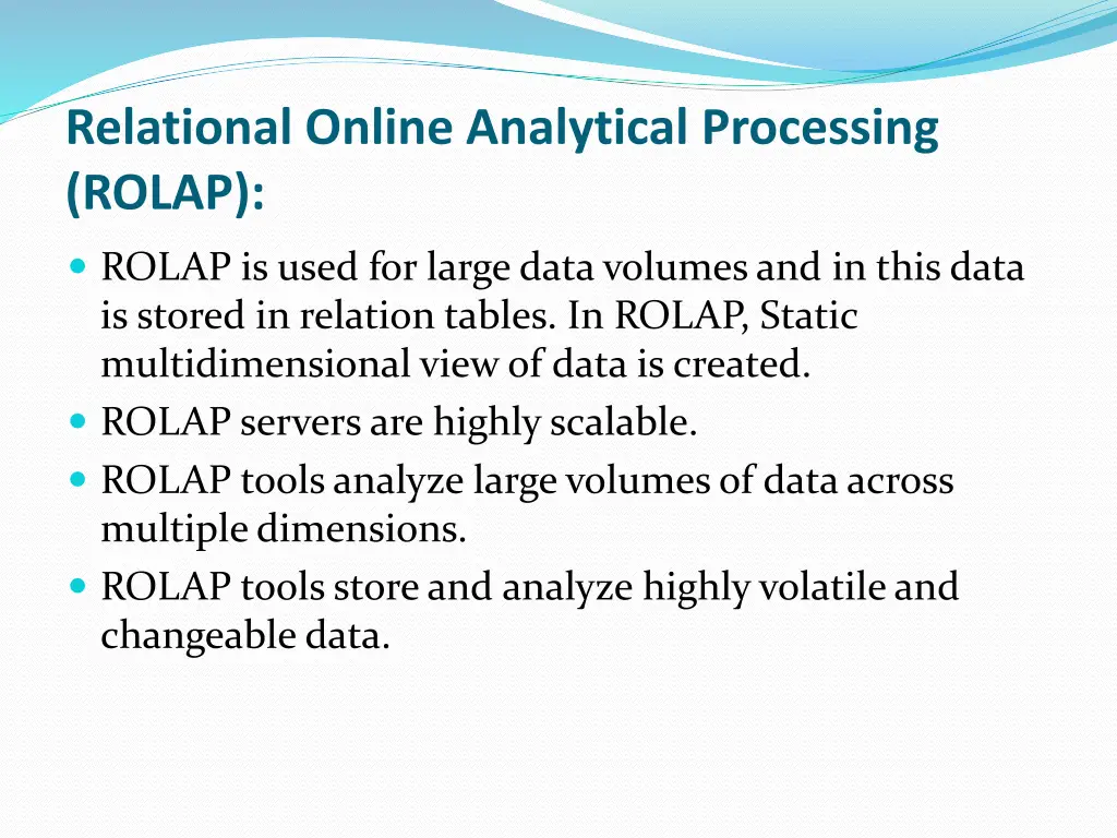 relational online analytical processing rolap