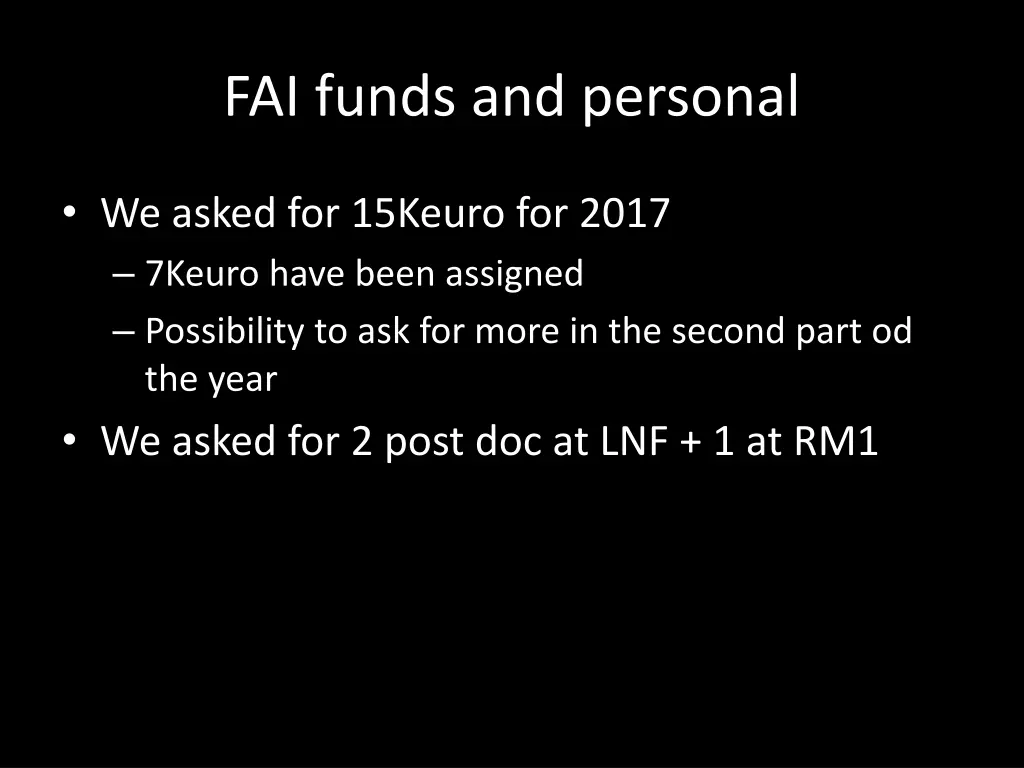 fai funds and personal