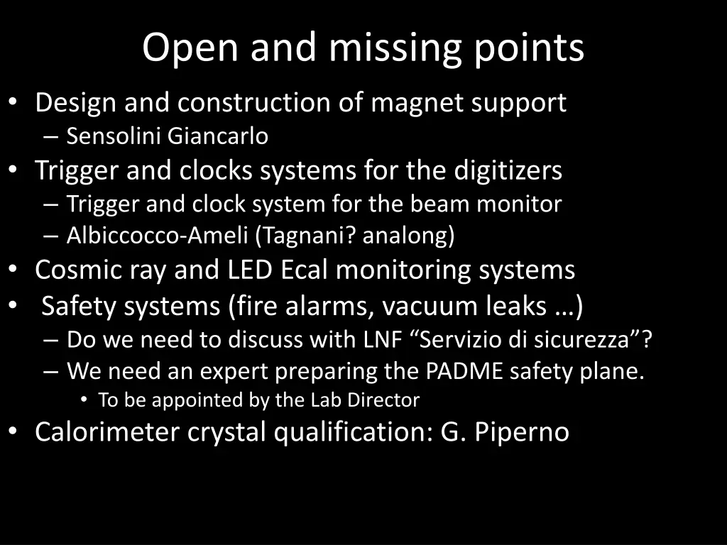 open and missing points design and construction