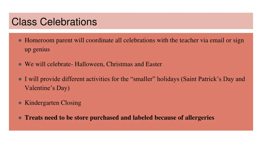 class celebrations