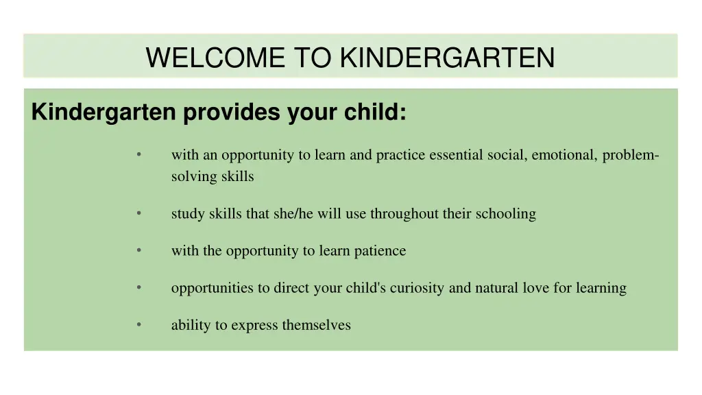 welcome to kindergarten