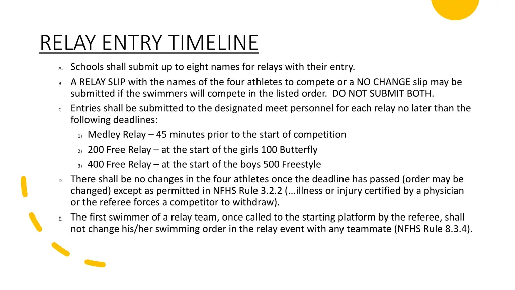 relay entry timeline