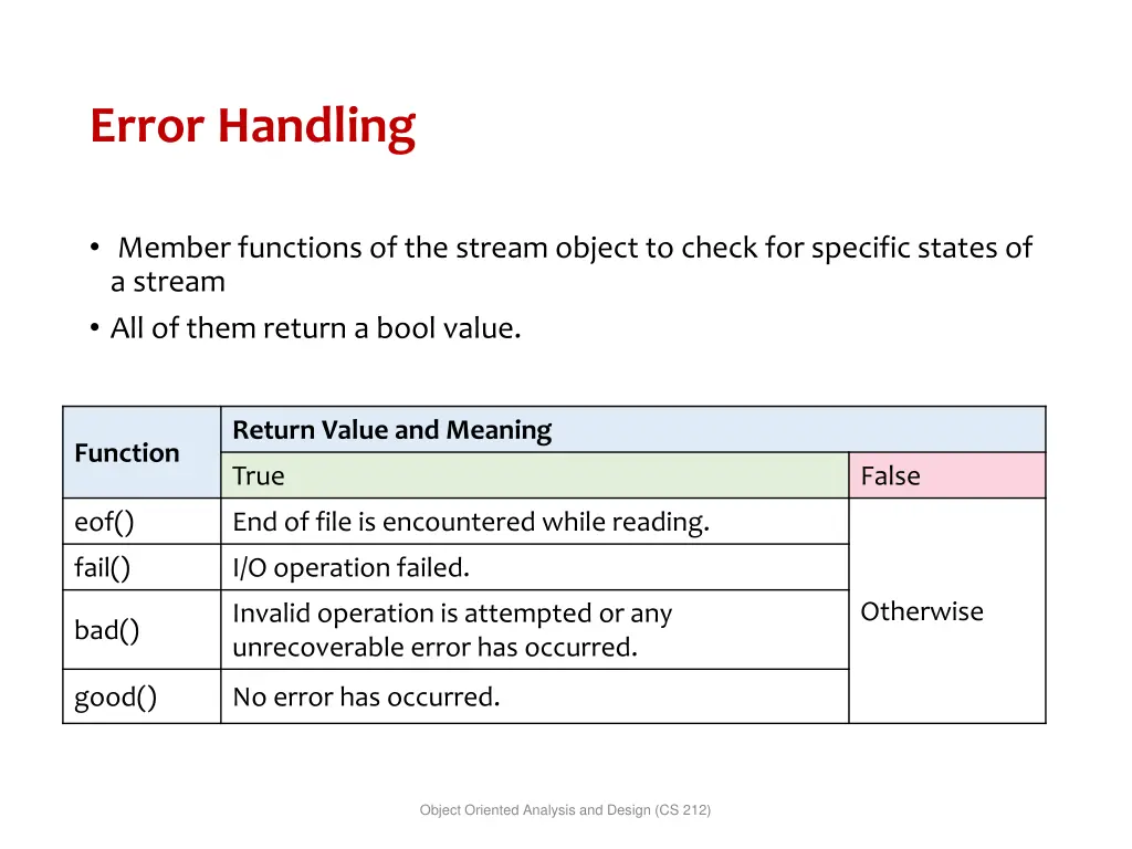 error handling