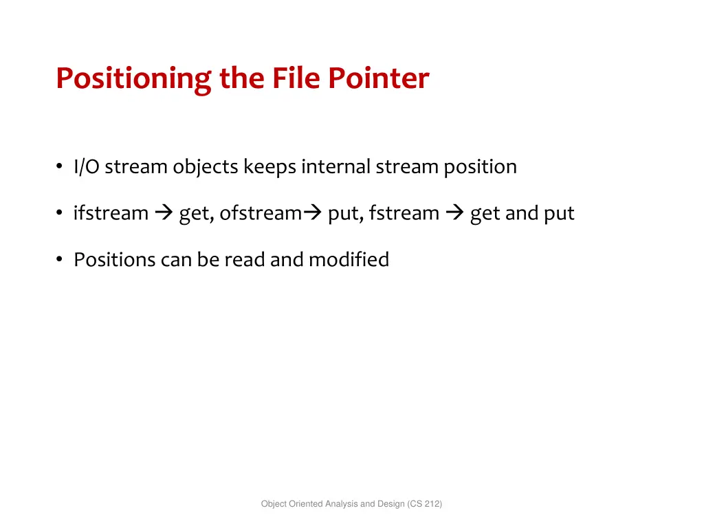 positioning the file pointer