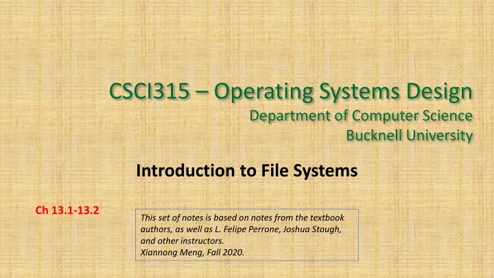 csci315 operating systems design department
