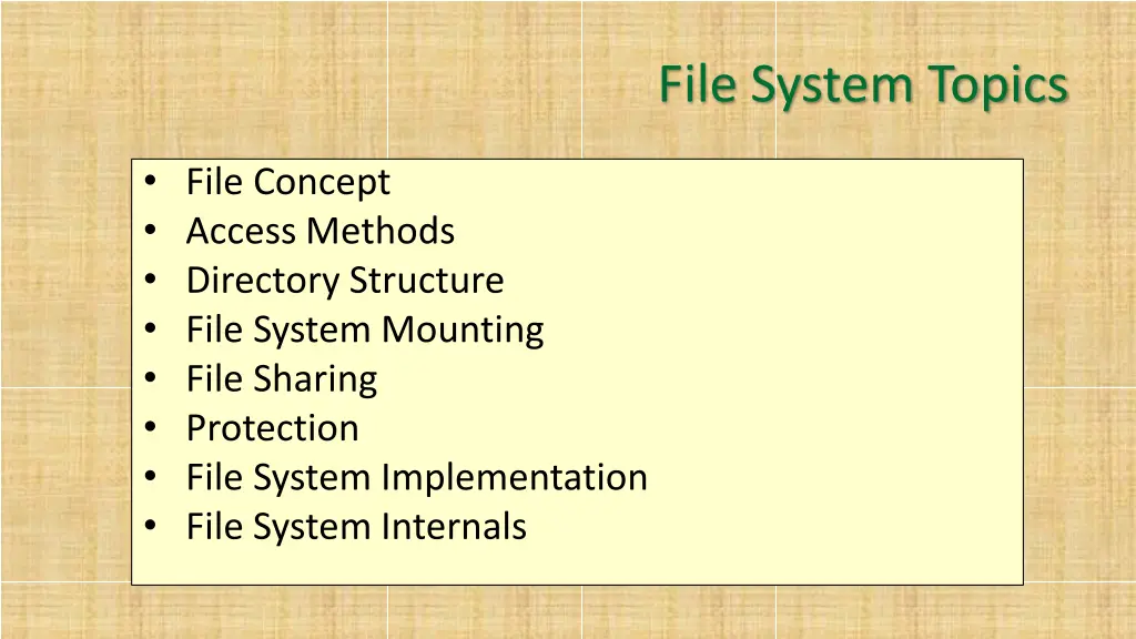 file system topics