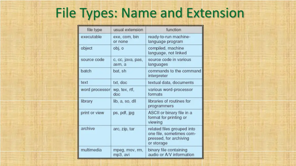 file types name and extension