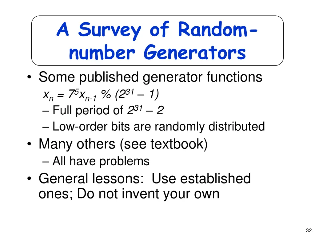 a survey of random number generators some