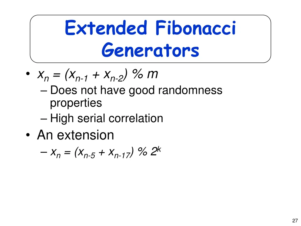 extended fibonacci generators