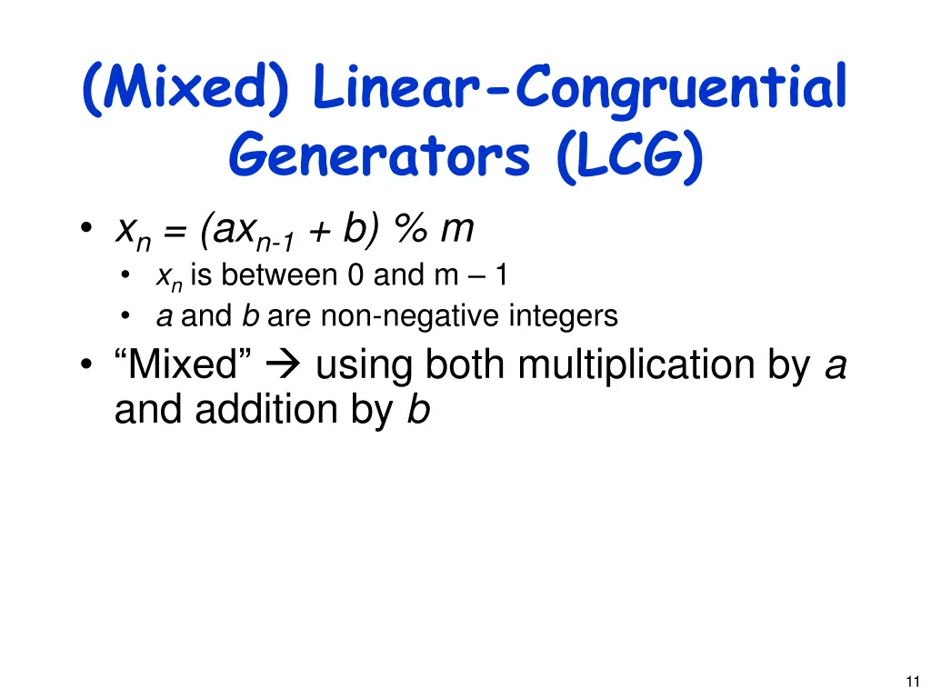 mixed linear congruential generators
