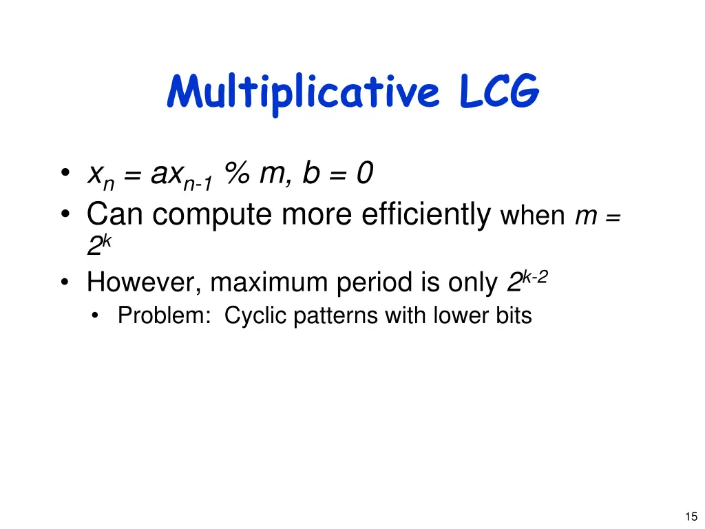multiplicative lcg