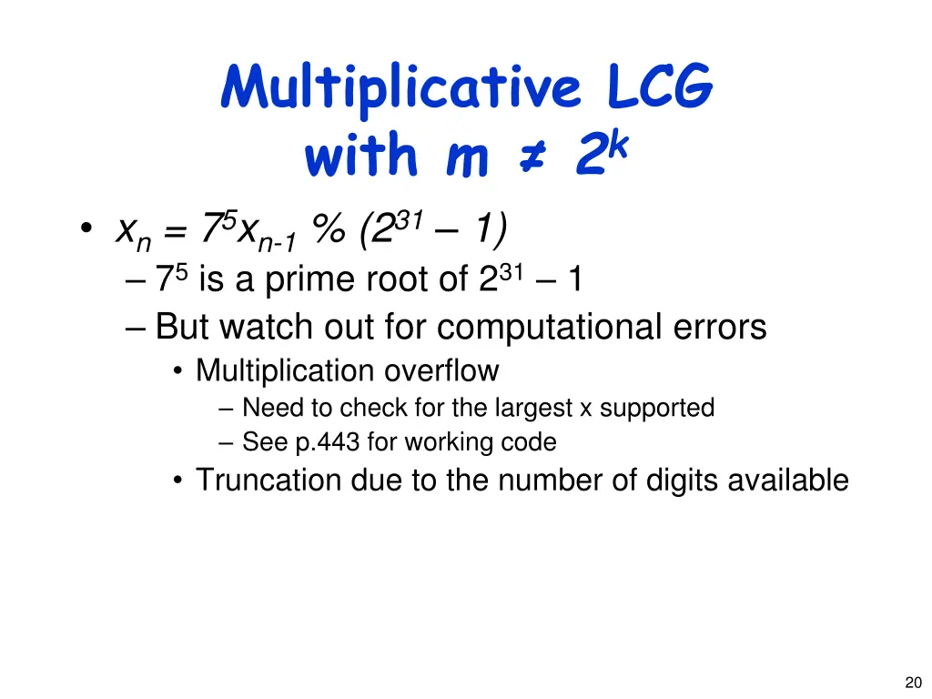 multiplicative lcg with 1