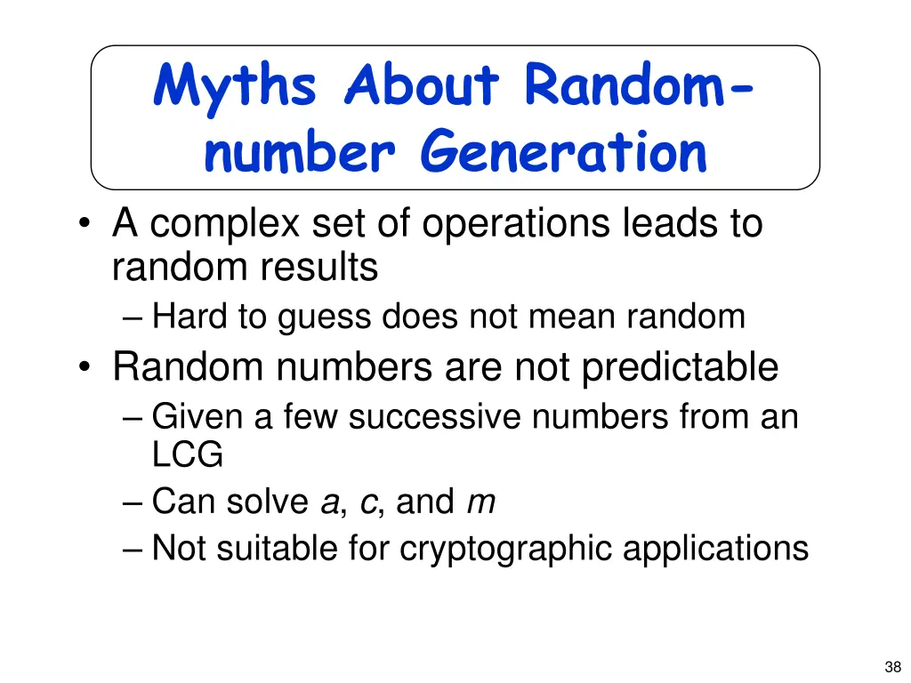 myths about random number generation a complex