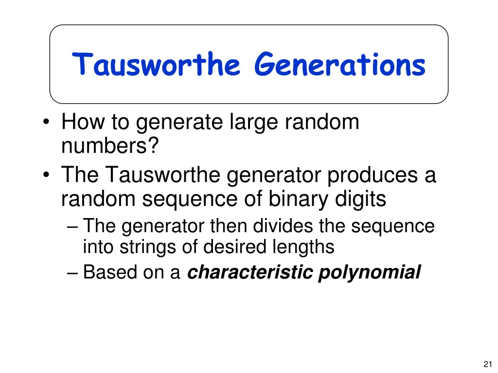 tausworthe generations