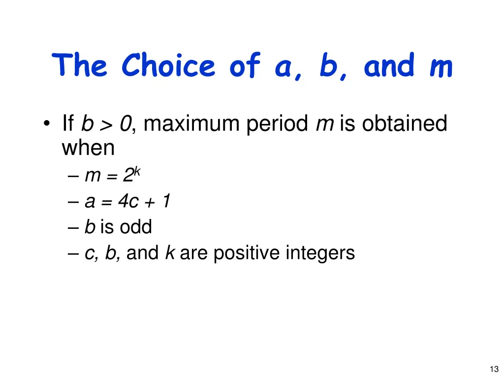 the choice of a b and m 1