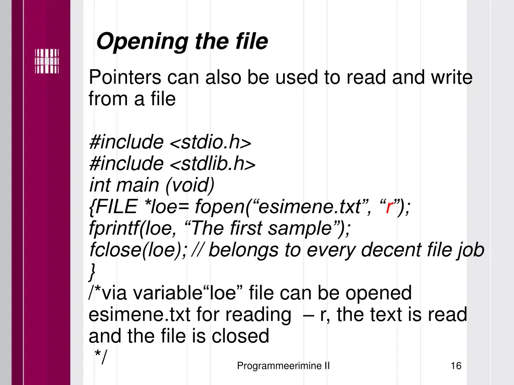 opening the file 1