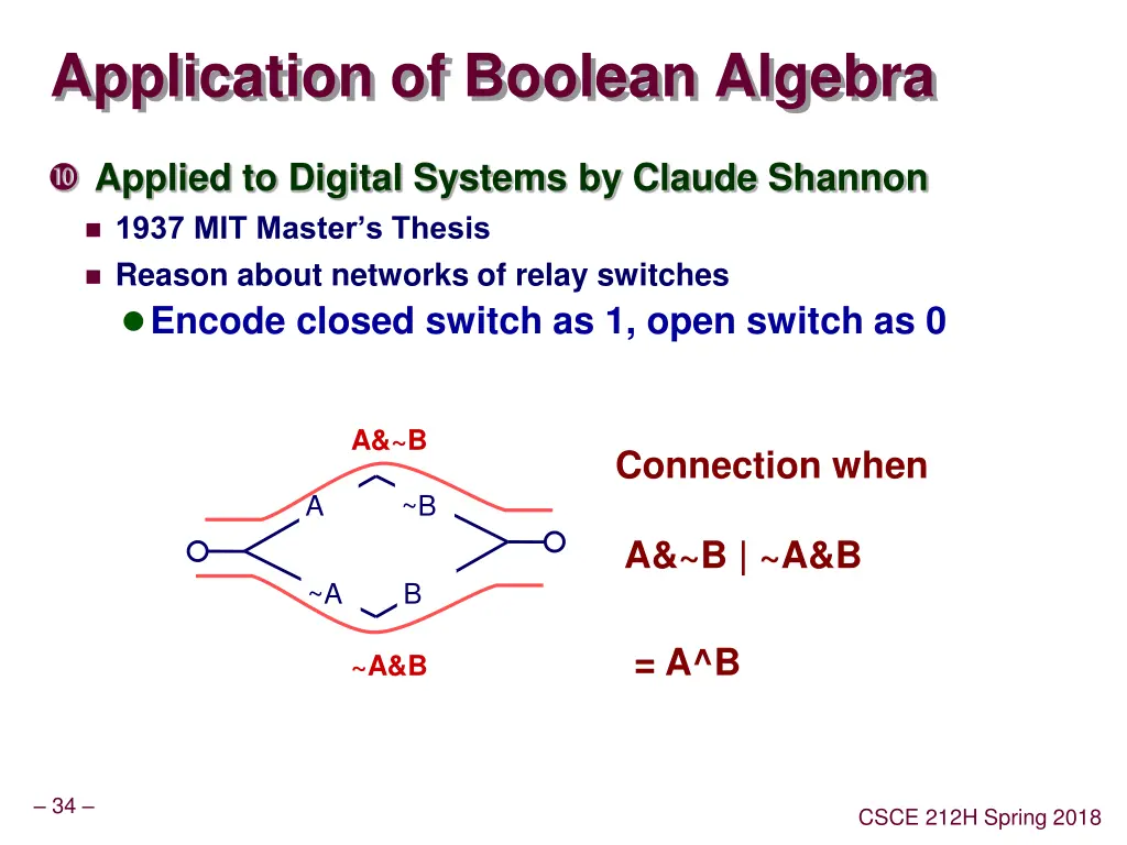 application of boolean algebra