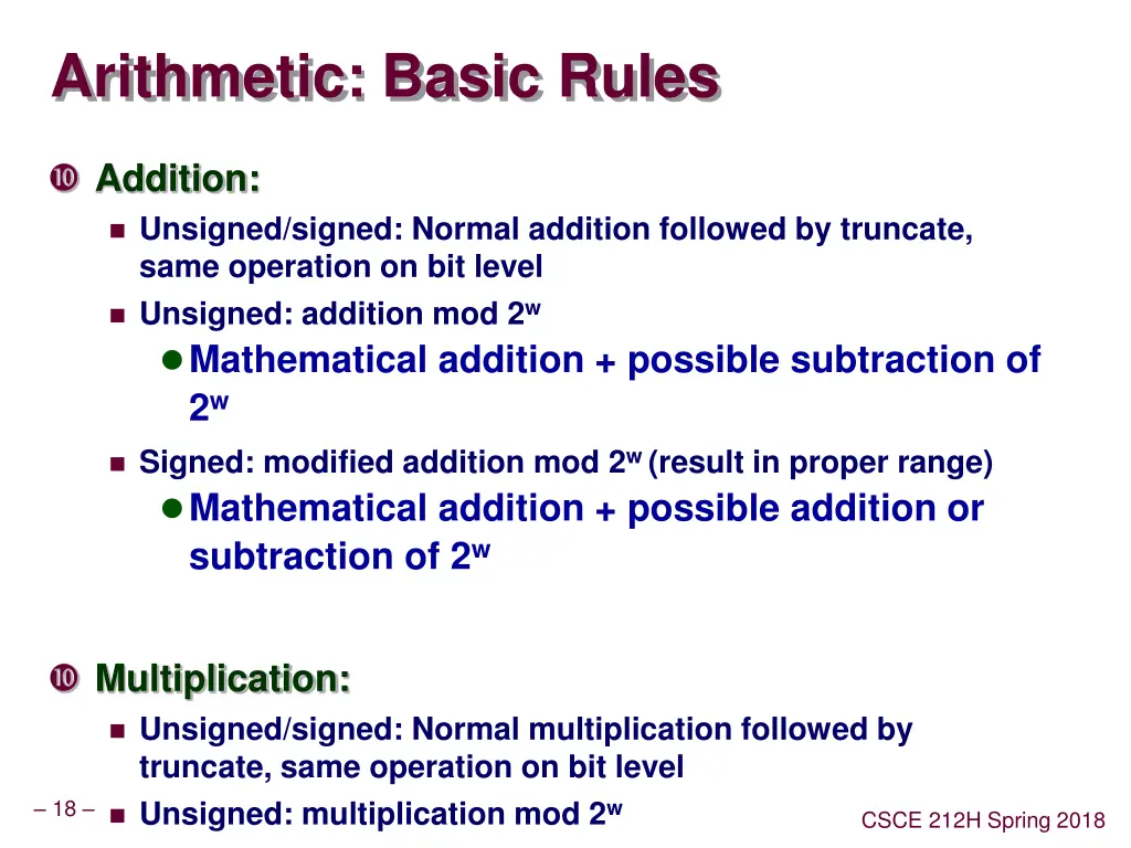 arithmetic basic rules