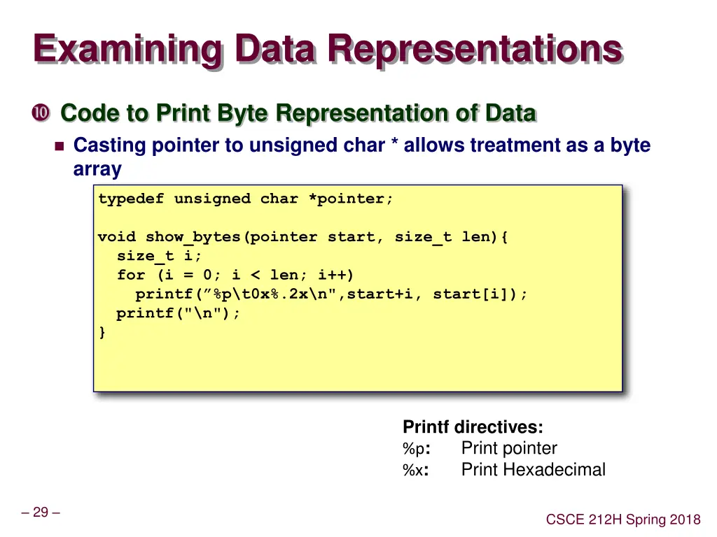 examining data representations