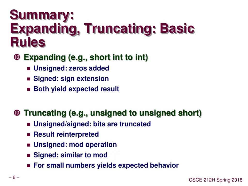 summary expanding truncating basic rules