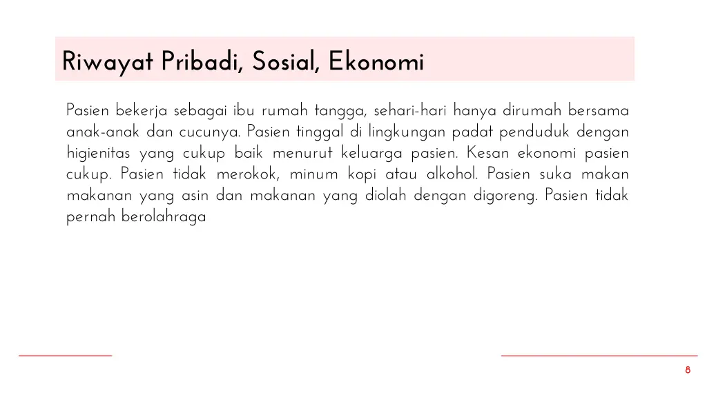 riwayat pribadi sosial ekonomi