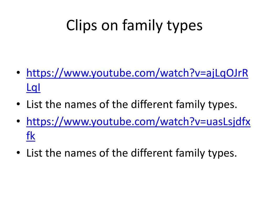 clips on family types