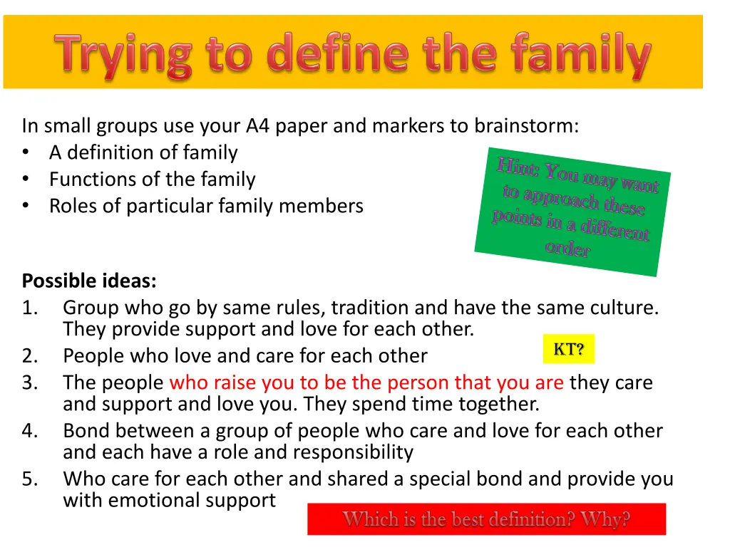 in small groups use your a4 paper and markers