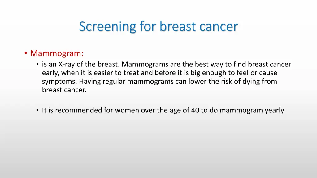 screening for breast cancer